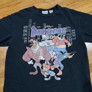 Disney Darkwing Duck T-Shirt Mens Large Black Graphic Tee Y2K Cartoon